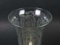 Tall Antique Brass Candlestick with Etched Glass Chimney #2 - See Description