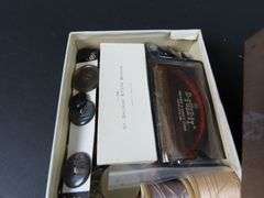 Box of Vintage Sewing Notions with Buttons