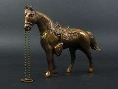 Vintage Copper Tone Cast Metal Horse Figurine
