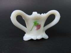 Victorian Painted Milk Glass Toothpick Holder