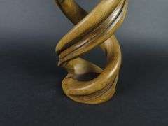 Handcrafted Carved Wooden Sculpture of a Couple Embracing
