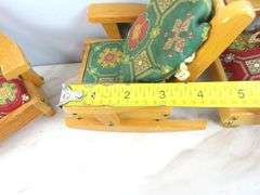 4 Pieces of Pert Pat Wooden Cushioned Doll Chairs with Coffee Table
