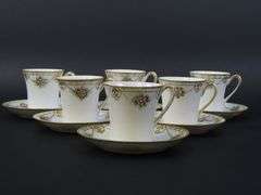 Lot of 6 Vintage Handpainted Nippon Chocolate Cups & Saucers - Made in Japan
