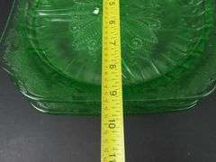 Lot of 6 Jeanette Glass "Adam" Square Uranium Grill Plates