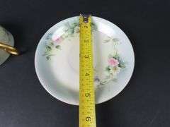 Antique Limoges Double Handled Tea Cup & Saucer
