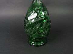 Beautiful  Green Cut to Clear Decanter with Stopper