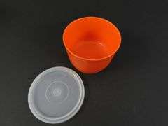 Lot of 7 Tupperware Lidded Ramekins with Egg Separator, Mini Strainer and 1/8 Teaspoon
