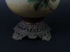 Handpainted Antique Oil Lamp with Shade & Chimney