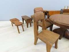 Lot of Doll House Furniture with Table & Chair Set