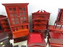 Lot of Beautiful Doll House Furniture with Corner Hutch & Bookcase