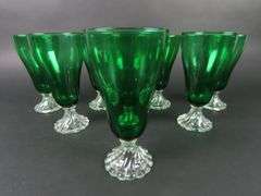 Lot of 8 "Burple-Inspiration Green" Water Goblets by Anchor-Hocking