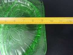 Lot of 6 Jeanette Glass "Adam" Square Uranium Grill Plates