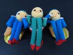 Trio of Vintage Felted Knee Hugger Ornaments - Made in Japan