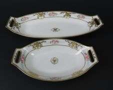 Lot of 2 Handpainted Nippon Serving Dishes