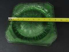 Lot of 5 Jeanette Glass "Adam" Square Uranium Dinner Plates