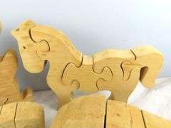 Lot of 5 Wooden Animal Puzzle Toys