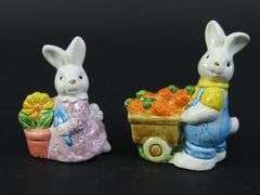 Lot of 5 Vintage Miniature Easter Bunny Figurines - Made in Taiwan