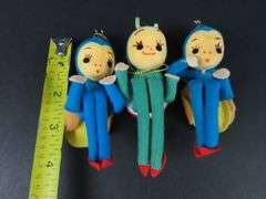 Trio of Vintage Felted Knee Hugger Ornaments - Made in Japan