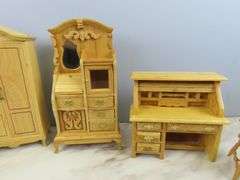 Lot of Wooden Doll House Furniture with Desk & Secretary
