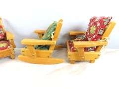 4 Pieces of Pert Pat Wooden Cushioned Doll Chairs with Coffee Table