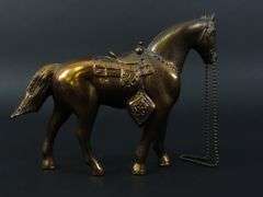 Vintage Copper Tone Cast Metal Horse Figurine