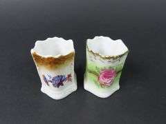Lot of 2 Vintage Porcelain Toothpick Holders