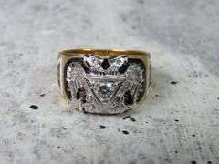 Men's 14K Gold Ring with Untested Stones - Size 10 - 12.1g
