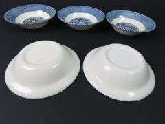 Lot of 5 "Currier and Ives Blue" Berry Bowls by Royal (USA)
