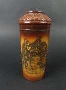 Antique Fostoria Milk Glass Native American Indian Cheif Vase