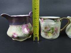 Mixed Lot of 3 Antique Handpainted Creamers