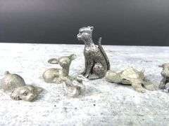 Lot of 6 Tiny Pewter Figures