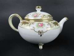Handpainted Nippon Footed Teapot with Lidded Sugar & Creamer - Made in Japan