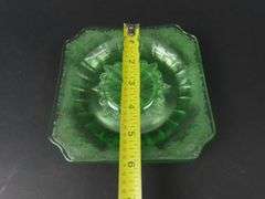 Lot of 4 Jeanette Glass "Adam" Uranium Square Saucers