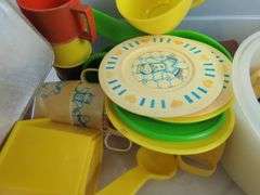 Lot of Vintage Child's Play Set with Tupperware Toys