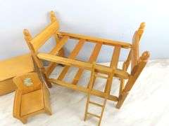 Vintage Strombecker Wooden Bunkbed, Chair & Chest