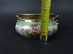 Antique Hand Decorated LeMleux China Jardinière with 24K Gold