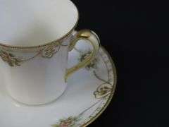 Lot of 6 Vintage Handpainted Nippon Chocolate Cups & Saucers - Made in Japan