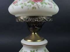 Antique Electrified Oil Lamp with Shade & Chimney
