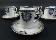 Lot of 8 Noritake Handpainted Chocolate Cups & Saucers - Made in Japan