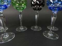 Mixed Lot of 6 Beautiful Cut to Clear Wine Glasses