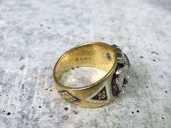 Men's 14K Gold Ring with Untested Stones - Size 10 - 12.1g