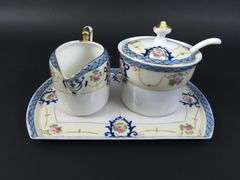 Noritake Handpainted Sugar & Creamer with Tray - Made in Japan