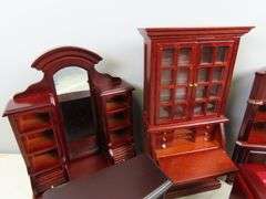 Lot of Beautiful Doll House Furniture with Corner Hutch & Bookcase