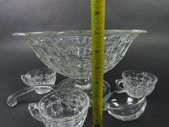 Vintage "Constellation Clear" Pedestal Punch Bowl with 3 Cups & Glass Ladle