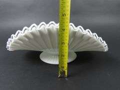 Vintage Fenton Silvercrest Ribbed Low Foot Banana Bowl