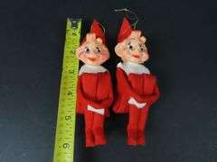 Lot of 2 Vintage Felt Knee Hugger Christmas Figures