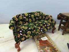 Lot of Doll House Furniture with Area Rug & Runner