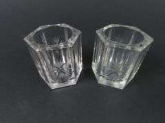 Lot of 2 Etched Crystal Toothpick Holders