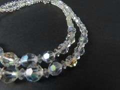13" Aurora Borealis Glass Bead Double Strand Necklace