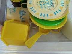Lot of Vintage Child's Play Set with Tupperware Toys
